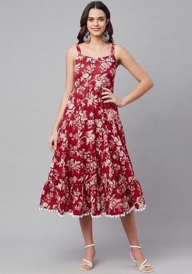 Red Floral Cotton Dress