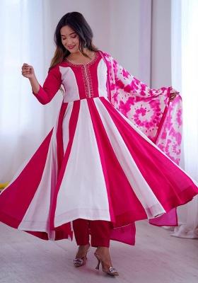 Pink Digital Print Silk Kurta Set
