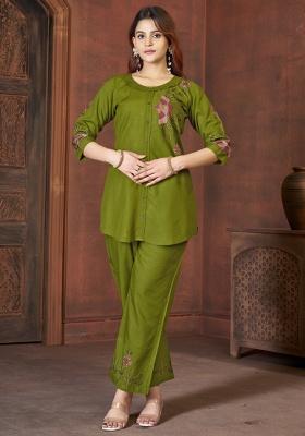 Mahendi Embroidery Rayon Co Ord Set