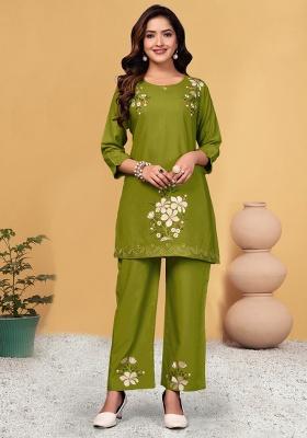 Mahendi Embroidery Rayon Co Ord Set