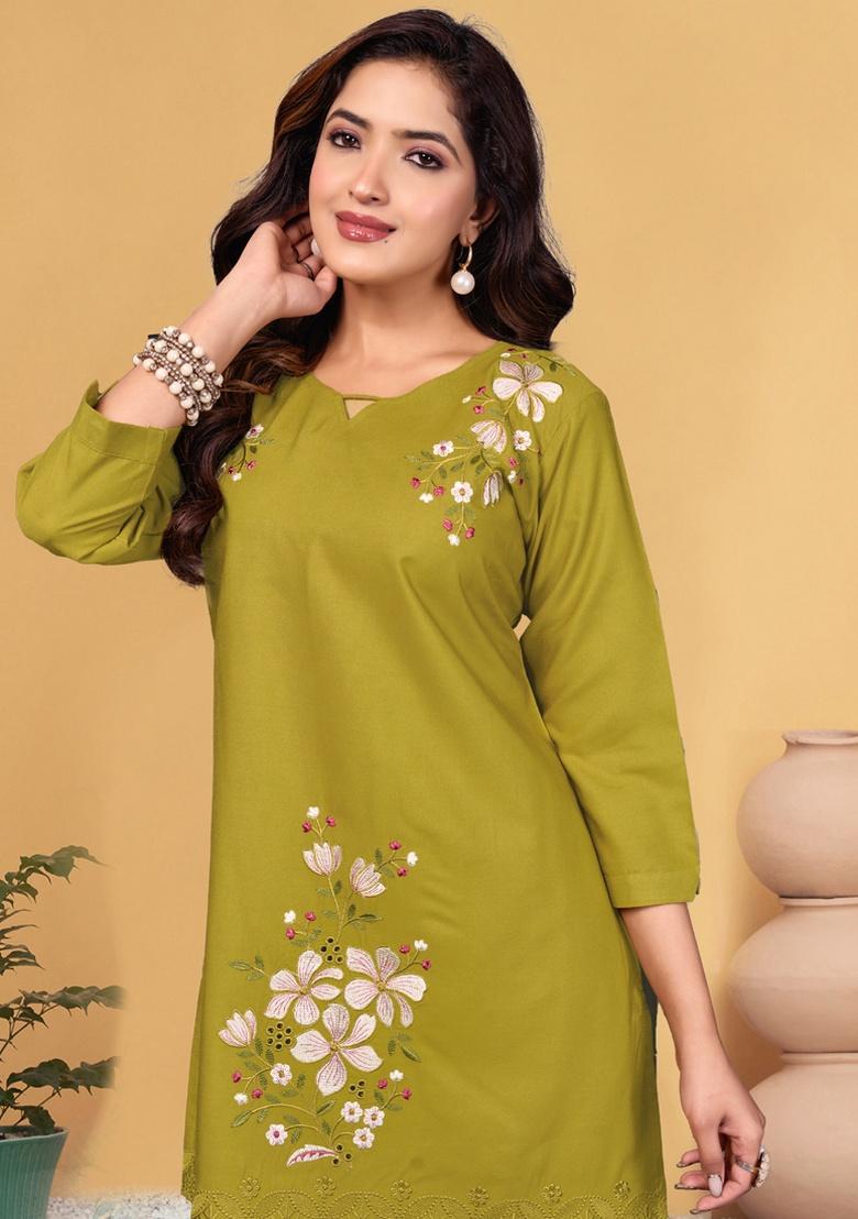 Mustard Embroidery Rayon Co Ord Set - Indya