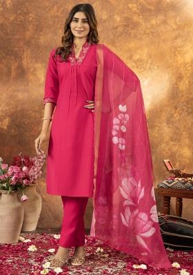 Pink Sequence Hand Work Silk Salwar Kameez With Dupatta