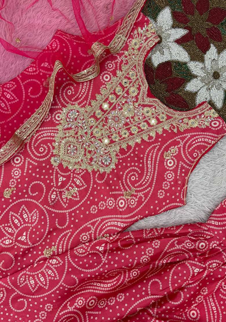Pink Embroidered Silk Sharara Set - Indya
