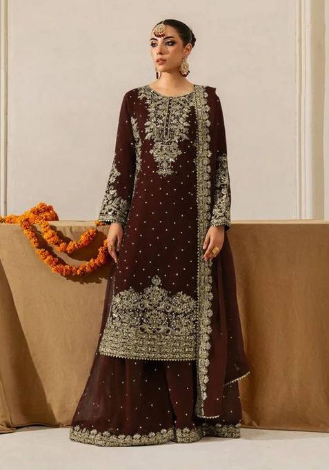 Coffee Sequence Georgette Plazzo Set