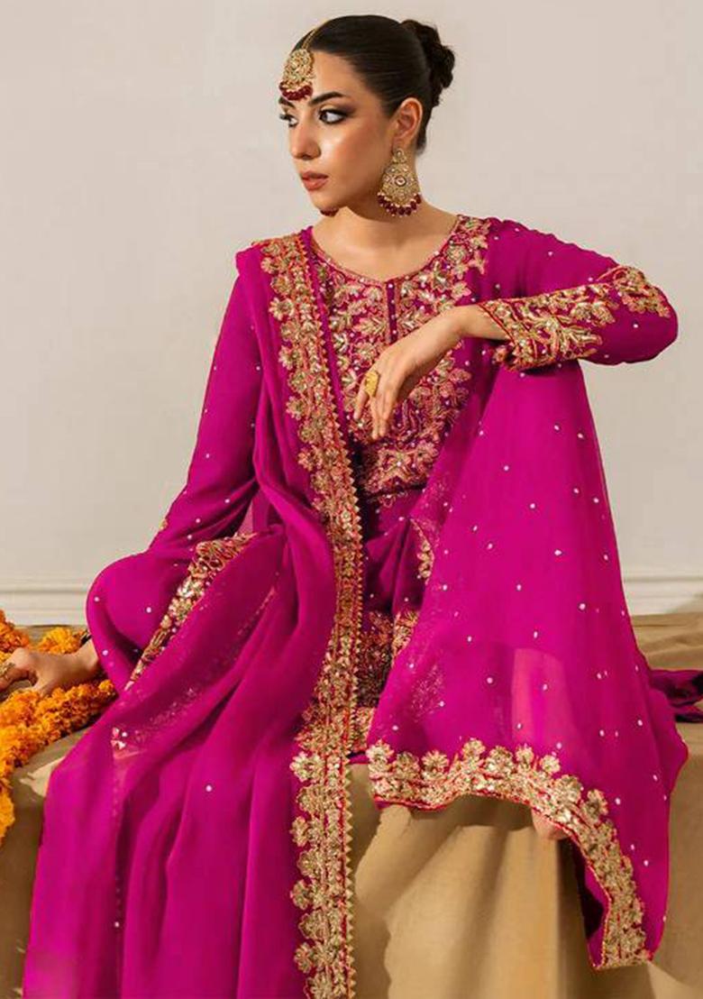 Pink Sequence Georgette Plazzo Set - Indya