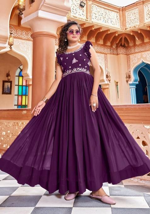 Wine Sequence Georgette Gown