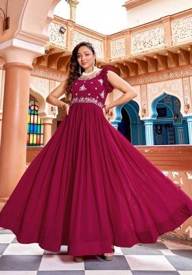 Rani Pink Sequence Georgette Gown
