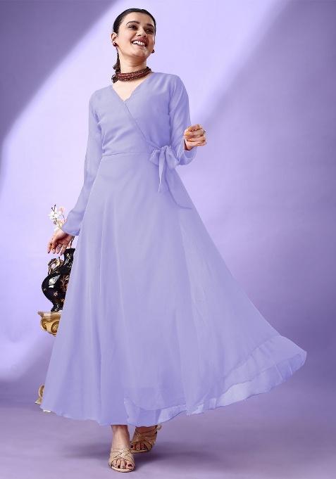 Lavender Solid Georgette Gown