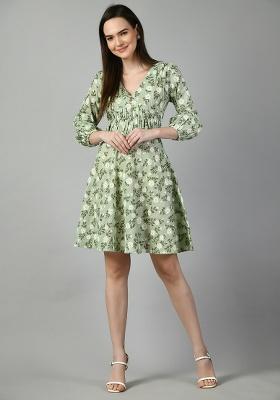 Green Printed Cotton Dress