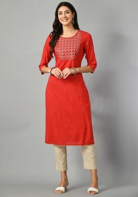 Red Polka Dots Rayon Dress