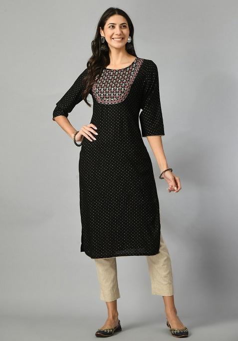 Blue Polka Dots Rayon Dress