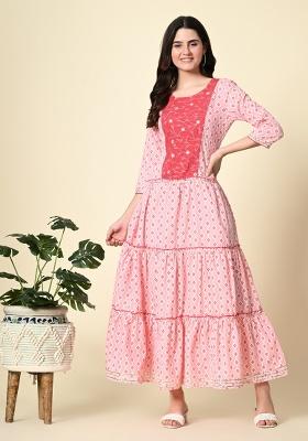 Pink Printed Cotton Dress