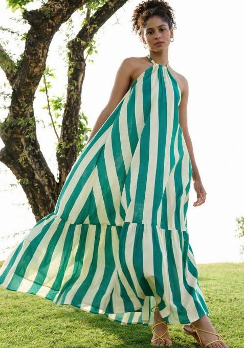 Sea Green Printed Cotton Gown