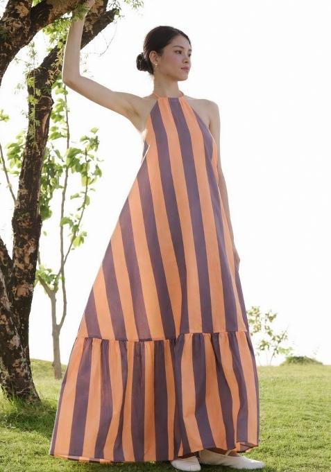 Orange Printed Cotton Gown