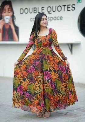 Multicolor Printed Chiffon Dress