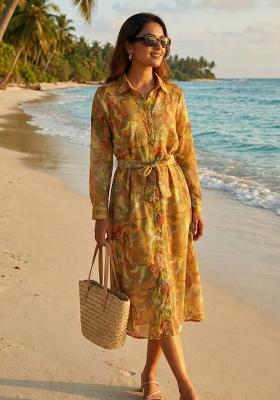 Multicolor Printed Chiffon Dress