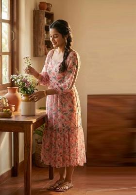 Multicolor Printed Chiffon Dress