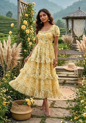 Multicolor Printed Georgette Dress