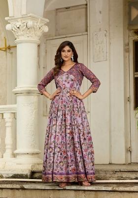 Lavender Printed Silk Dress