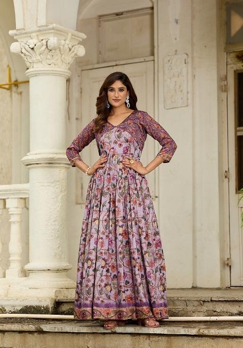 Lavender Printed Silk Dress