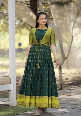 Green Printed Silk Dress