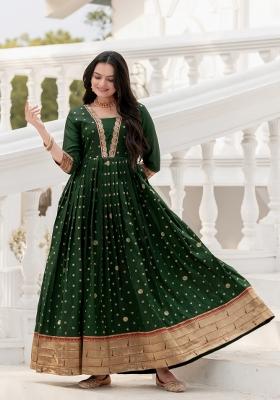 Green Printed Silk Dress