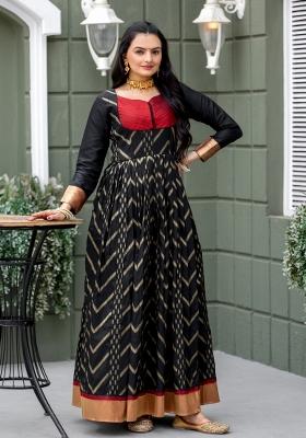 Black Printed Silk Dress