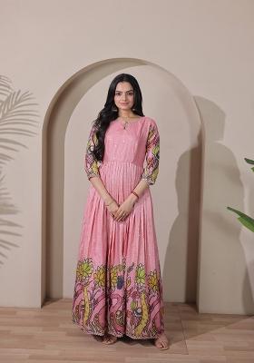 Light Pink Printed Silk Dress