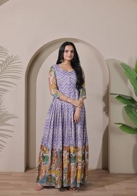 Lavender Printed Silk Dress