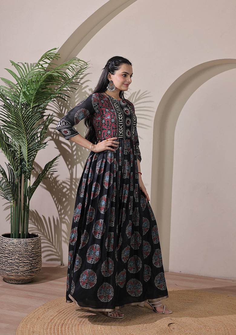 Multicolor Printed Silk Dress - Indya