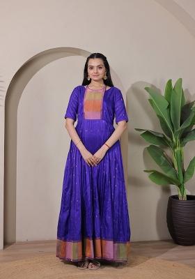 Blue Printed Silk Dress