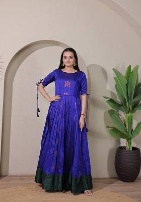 Blue Printed Silk Dress