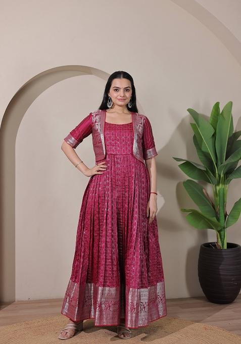 Pink Printed Silk Dress