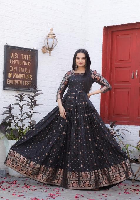 Black Printed Silk Dress