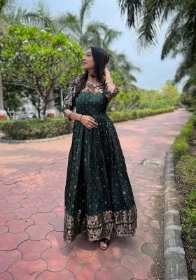 Green Printed Silk Dress