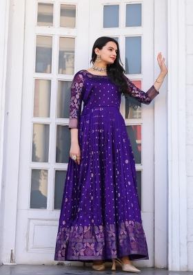 Violet Printed Silk Dress
