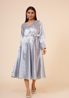 Grey Satin Dress