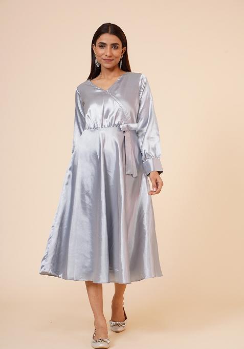 Grey Satin Dress