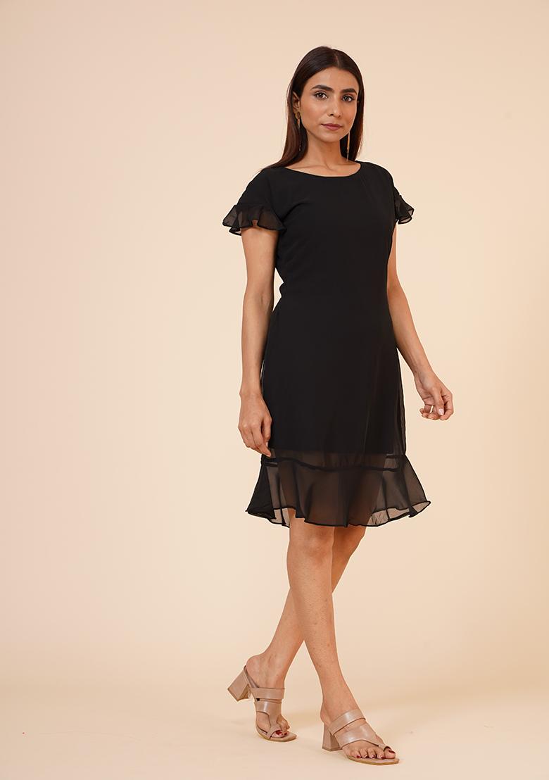 Black Georgette Dress - Indya
