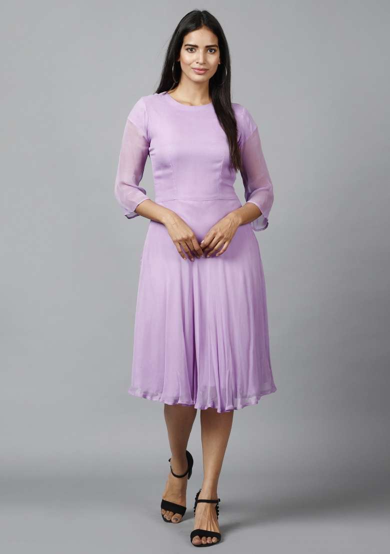 Mauve Georgette Dress - Indya