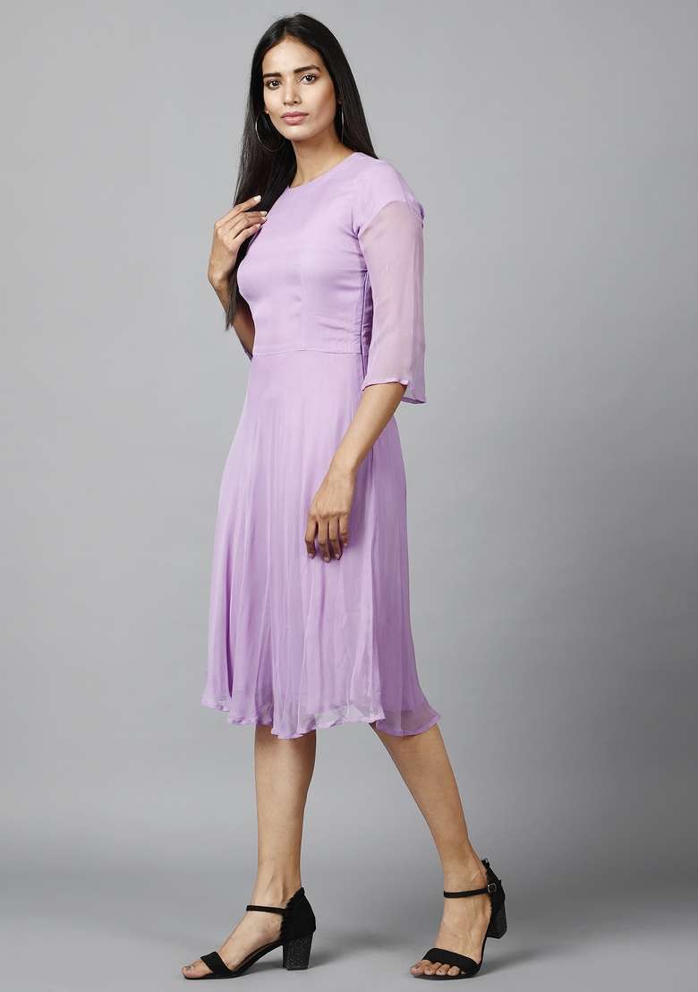 Mauve Georgette Dress - Indya