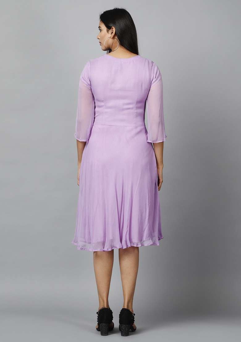 Mauve Georgette Dress - Indya