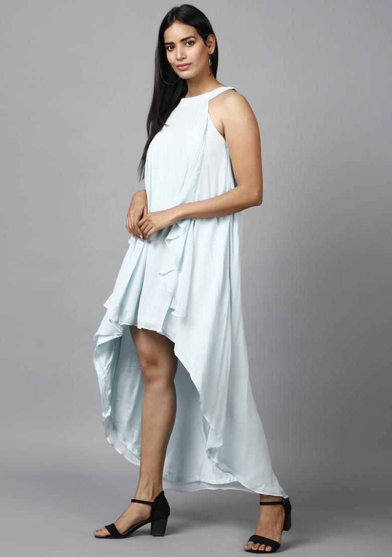 Light Blue Georgette Dress - Indya