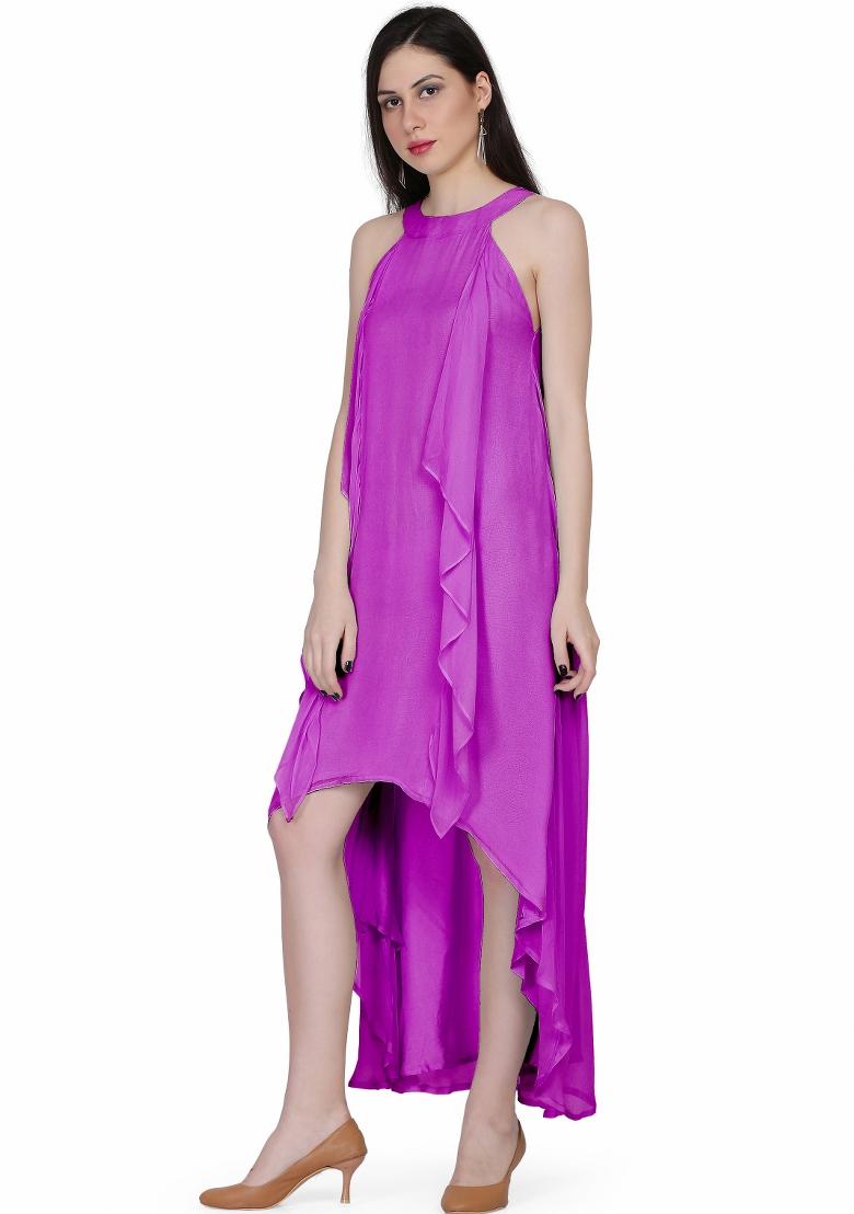 Mauve Georgette Dress - Indya