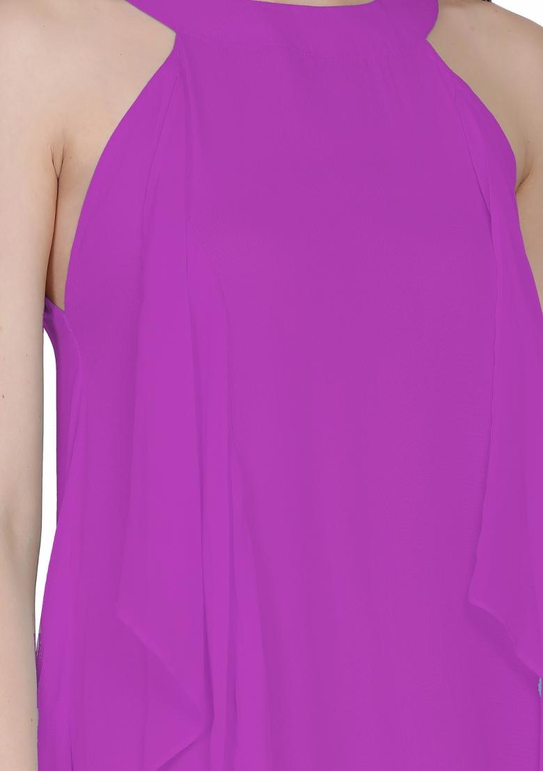 Mauve Georgette Dress - Indya