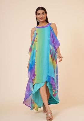 Multicolor Printed Georgette Dress