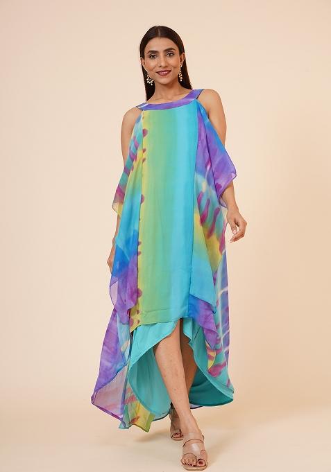 Multicolor Printed Georgette Dress