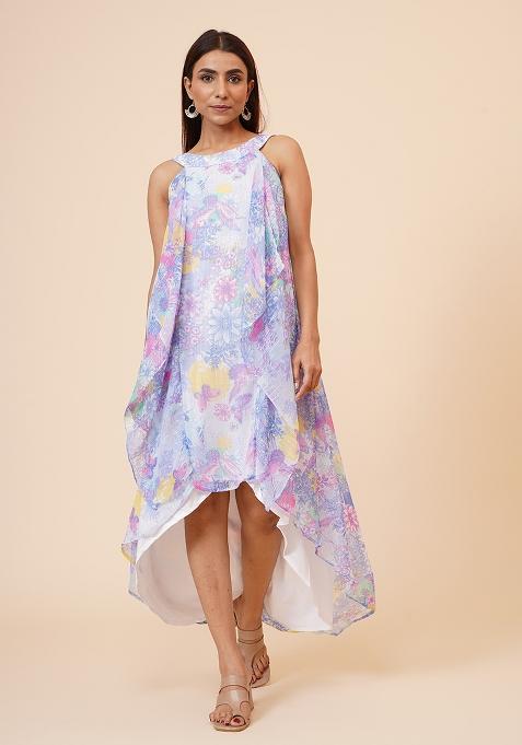 Multicolor Printed Georgette Dress