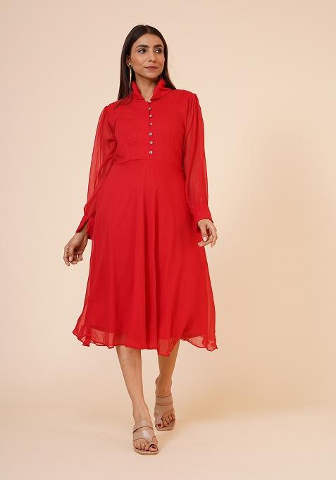 Red Chiffon Dress