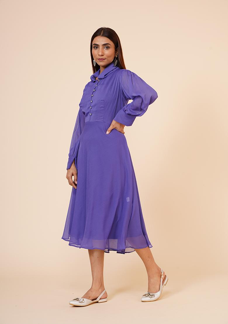 Mauve Chiffon Dress - Indya